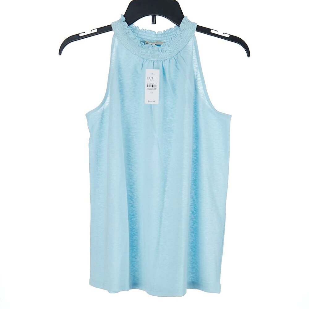 LOFT Light Blue Halter Cotton Blend Tank NWT Women's XS